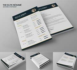 个人简历模板(INDD/DOCX/PSD)：The Elite Resume